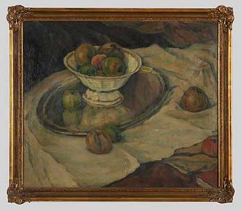 Stillleben mit Silber, Porzellan und Äpfeln by 
																	Johann Walter-Kurau