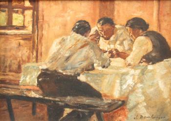Bäuerliche Familie zu Tisch by 
																	Josef Damberger