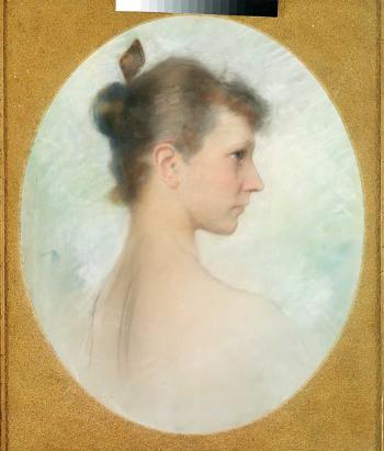 Portrait eines jungen Mädchens im Profil von rechts by 
																	Karl Dussault