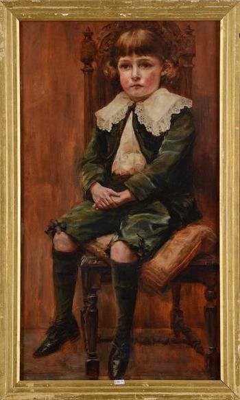 Portrait d’un jeune garçon assis by 
																	Antonio Garcia y Mencia