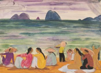 Femmes sur la plage by 
																	Andre Maire