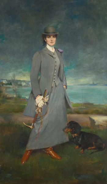 Portrait Of Countess De La Maitrie In Equestrian Dress by 
																	Charles Albert Walhain