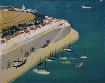 Ville et bateaux au mouillage by 
																	Charles-Marcel Echard