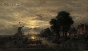 Nocturne with Windmill by 
																			Wilhelm Xylander