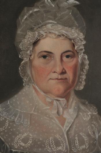 Portrait of Mrs. Samuel Farrow, née Elizabeth Herndon, seated and holding a fan by 
																			John Stevens Cogdell