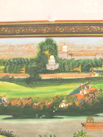 Nobleman on horseback leading procession by 
																			 Provincial Mughal School