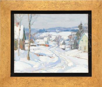 Winter village scene by 
																	Aldro Thompson Hibbard