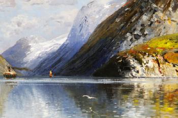 Landscape with fjord by 
																			Adelsteen Normann