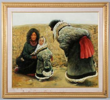 Tibetan woman and child by 
																			 Lin Weiming