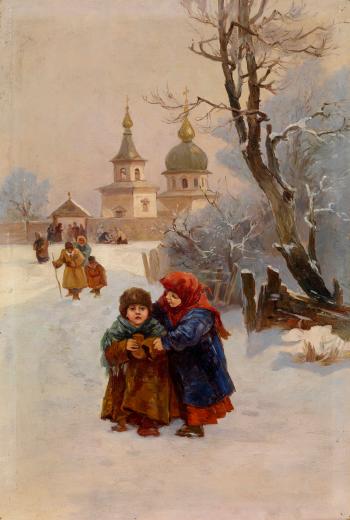 Children walking from church by 
																	Ivan Sydorovych Izhakevich
