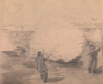 Landing of the Parachutists, a Study for the Painting by 
																	Viktor Proshkin