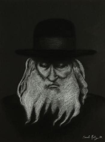 Vieux rabbin en méditation by 
																	Sarah Landau-Mintz
