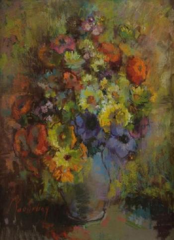 Bouquet de fleurs au vase pourpre by 
																	Suzanne Blanche Kaehrling