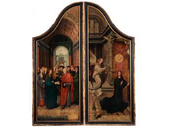 Vermählung Mariens mit dem Heiligen Josef. Die Verkündigung by 
																			Jacob Cornelisz van Oostsanen