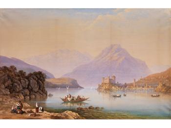 Blick Auf Einen Italienischen See Mit Burganlage Auf Der Landzunge by 
																			Charles Vacher