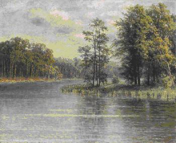 Sommerliche Landschaft am Flußufer by 
																	Margarete von Baczko