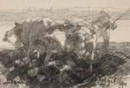 Ochsengespann auf dem Felde by 
																	Heinrich von Zugel