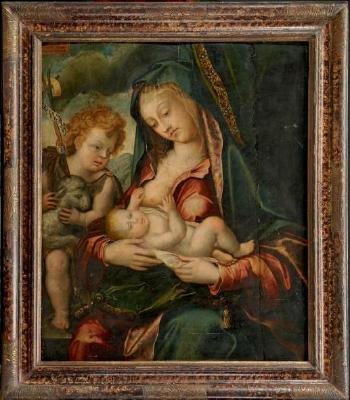 Vierge à l'Enfant et Saint Jean-Baptiste by 
																	Simon Mathurin Lantara