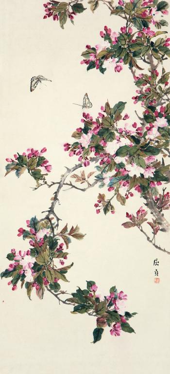 Peach Blossoms And Butterfly by 
																	 Qu Zhen