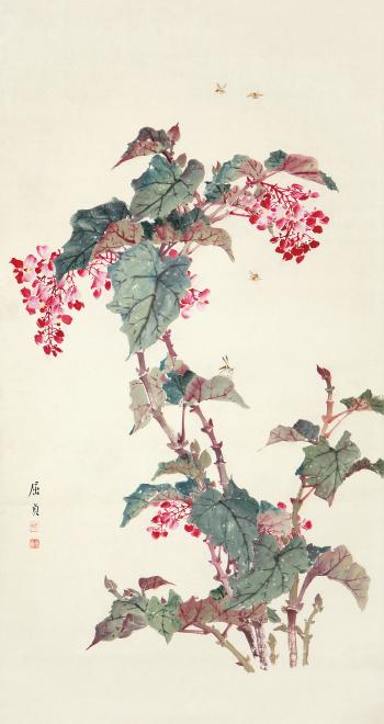 Begonia Flowers And Bee by 
																	 Qu Zhen