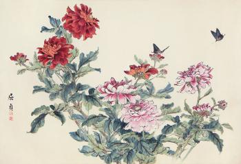 Peony And Butterfly by 
																	 Qu Zhen