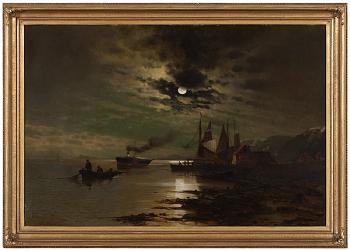 Hudson under the moonlight by 
																			Mauritz Frederik Hendrick De Haas