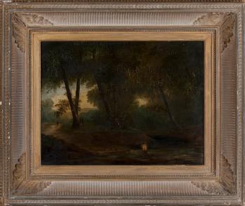 Wooded landscape by 
																	George Inness