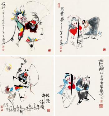 Opera figures by 
																	 Niu Xingli