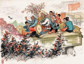 Flower; Drum performance by huaihe river by 
																	 Guo Tinglong