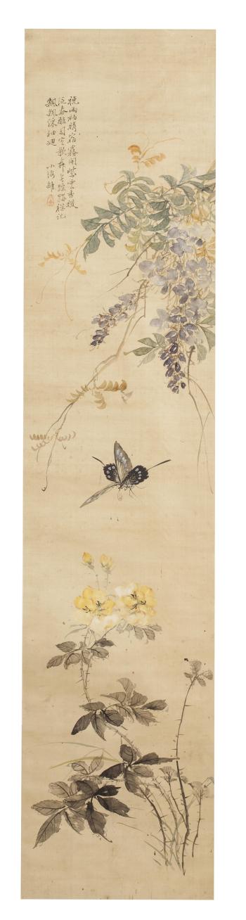Flowers after Yuan Masters; Wisteria and Butterfly by 
																	 Tang Chun