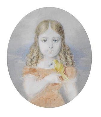 Bildnis eines Mädchens mit Kanarienvogel by 
																	Johann Adamek