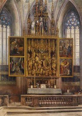 Blick auf den Pacheraltar in St. Wolfgang by 
																	Alois Hanisch