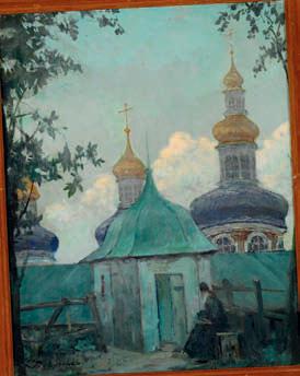 Evening at a Russian monastery by 
																	Konstantin Dydyschko