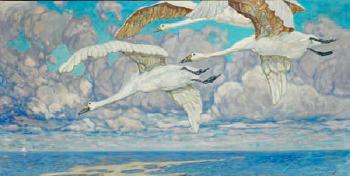 Three flying swans by 
																	Konstantin Semionovich Vysotsky