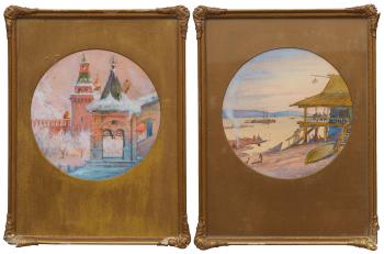 Views from Moscow and Russian river landscape by 
																	Vadim Dmitrievitch Falileieff