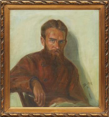 Portrait of a reading man by 
																			Basile Djordjadze