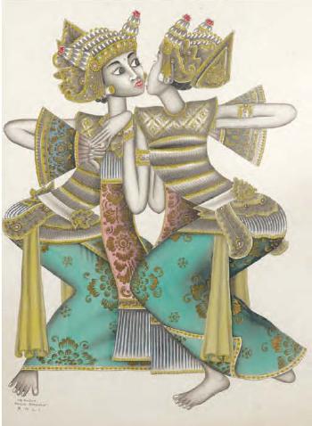 Tari Manukrawa. Legong Dancers by 
																			I K Rudin