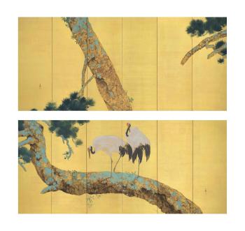 Pine trees and cranes by 
																	Taikan Yokoyama