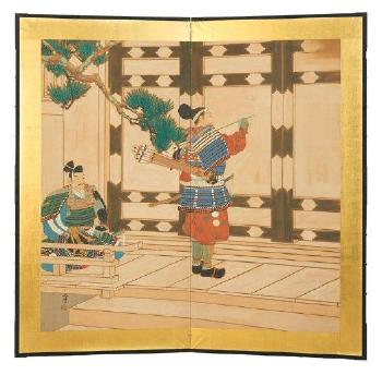 Deux samouraïs devant un portail by 
																	Ishida Kyoho