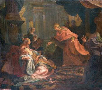 L'évanouissement d'Esther by 
																	Louis Galloche