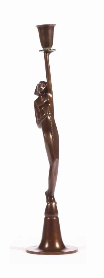 A Bronze Figural Candlestick by 
																	Chris Agterberg