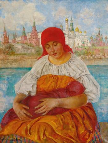 Mother And Child In Front Of Kremlin by 
																	Ekaterina Nicolaevna Falileeva