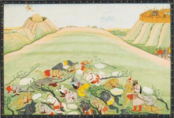An Illustration To The Ramayana: Rama And Lakshmana Are Wounded by 
																	 Kangra School