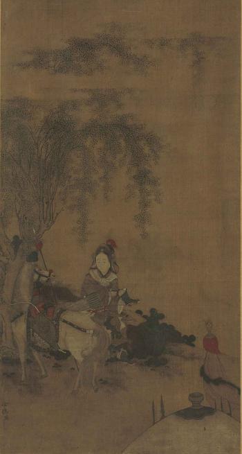 Warrior Mulan Removing Her Shoe by 
																	 Xu Deying