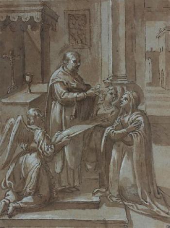 Sainte recevant la communion by 
																	Avanzino Nucci