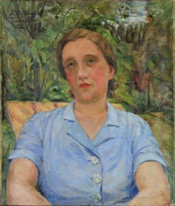 Portrait de femme dans un jardin by 
																	Vladimir P Nechoumoff
