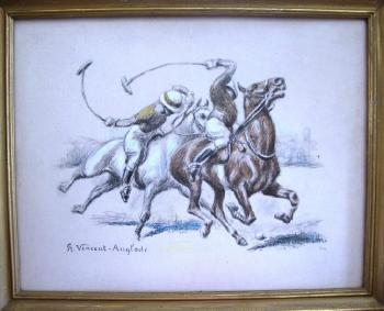 Les joueurs de polo by 
																	Henri Vincent-Anglade