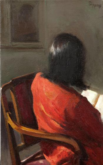 Lady reading a novel by 
																	Yorgos Rorris