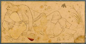 A Languid Youth, Signed By Muhammad Yusuf, Persia, Safavid, Isfahan, 17th Century by 
																	Muhammad Yusuf al-Husayni