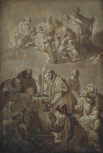 Saint Charles Borromée donnant la communion aux pestiférés by 
																	Anthonie Sallaert